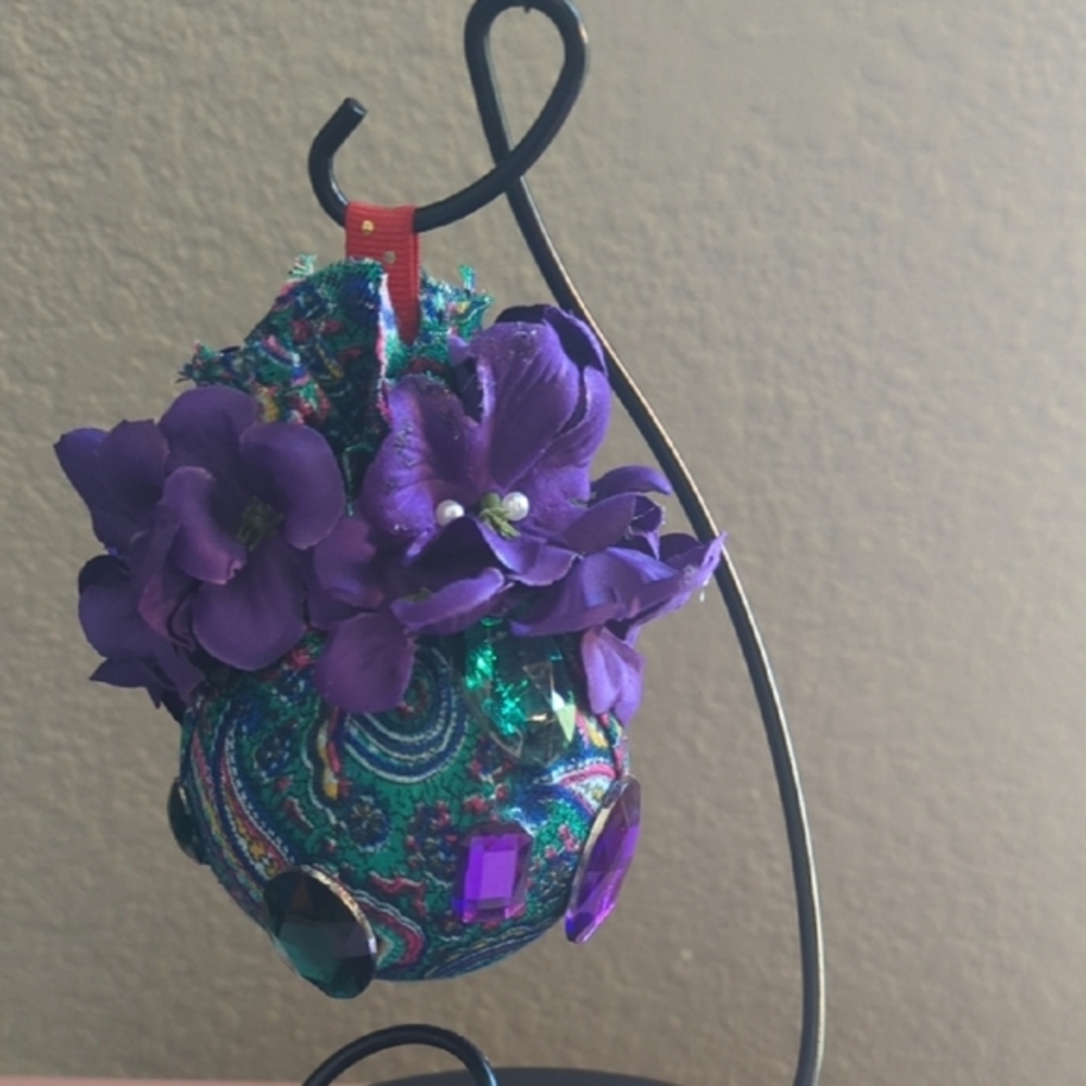 Purple And Green Paisley 4 Inch Fall Ornament